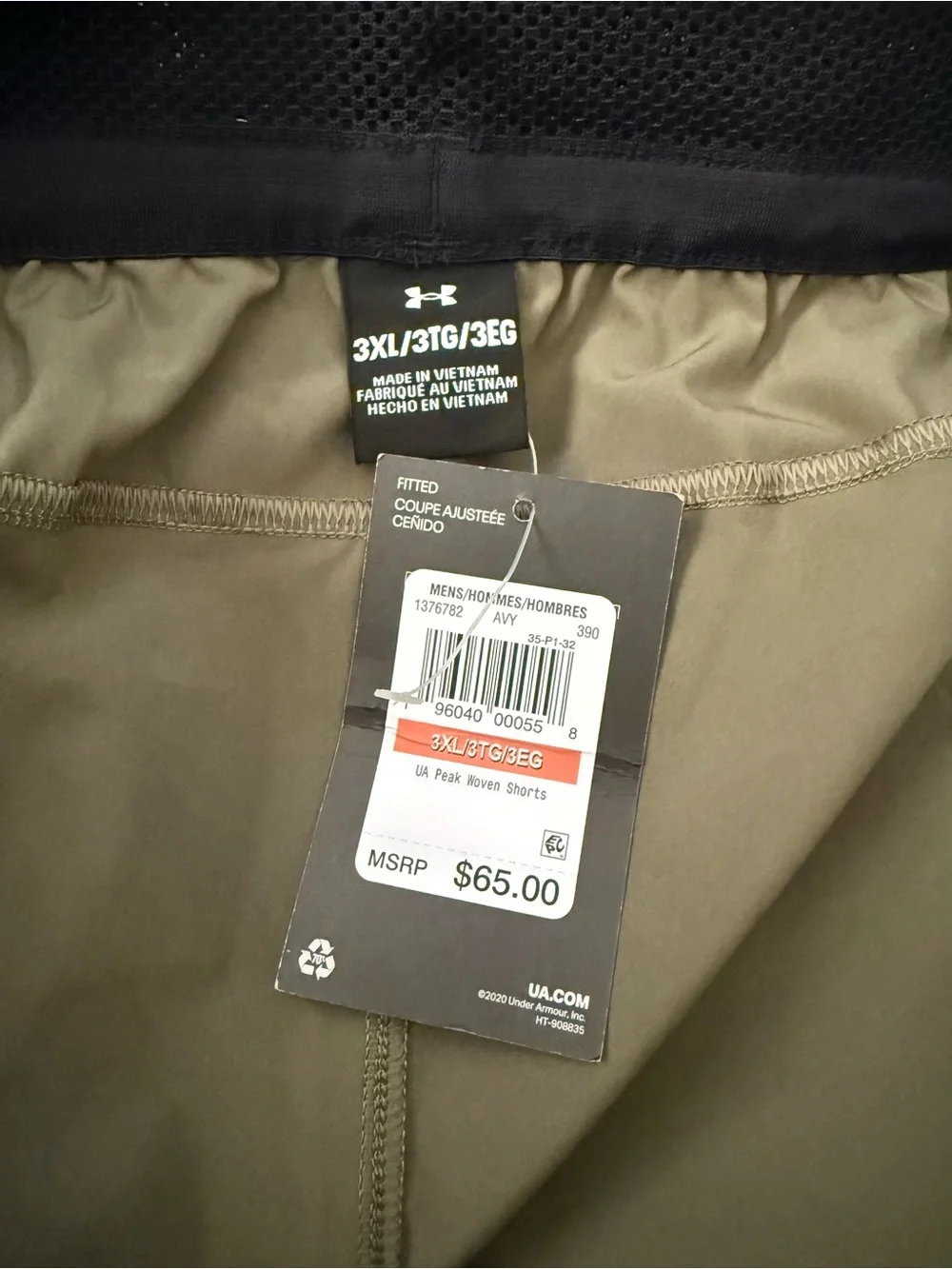 Under Armour Vanish Elite Training Shorts 6” Green 1376782-390 Men’s Sz 3XL